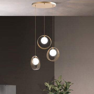 Stylish 3-Light Pendant Light Globe Shade in Brushed Gold Style A